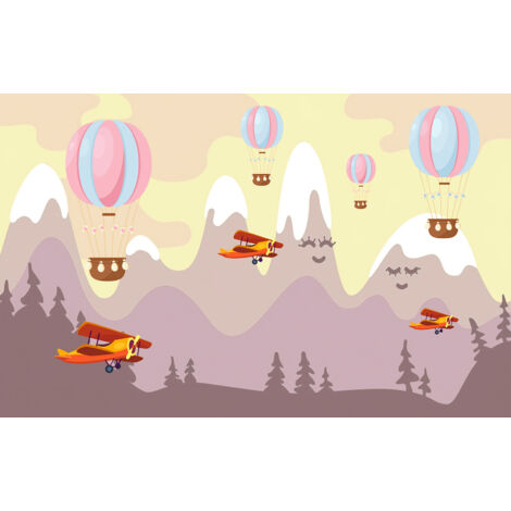 Papier peint panoramique Enfants - Montgolfières - 130 cm x 82 cm (1/2)