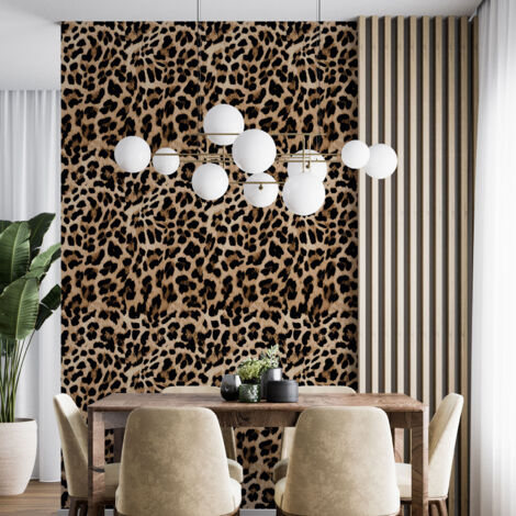 Papier peint - Motif Léopard - 3 LÉS de 60x260 cm - Surface L 180 x H 260 cm