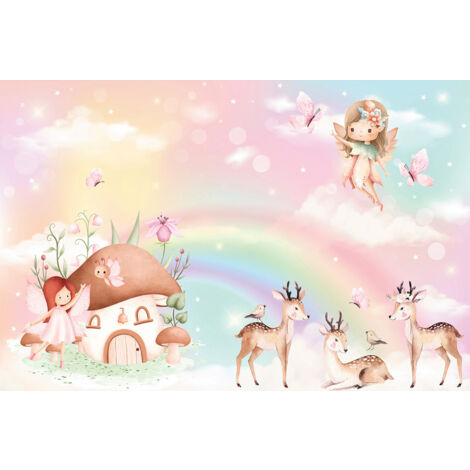 Papier peint panoramique Enfants - Animaux de la Forêt Fée - 260 cm x 172 cm (1/2)