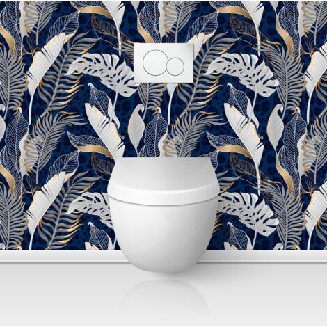 Crédence adhésive WC - Feuilles Tropicales - 65x65 cm - Adhésif + Protection MATE
