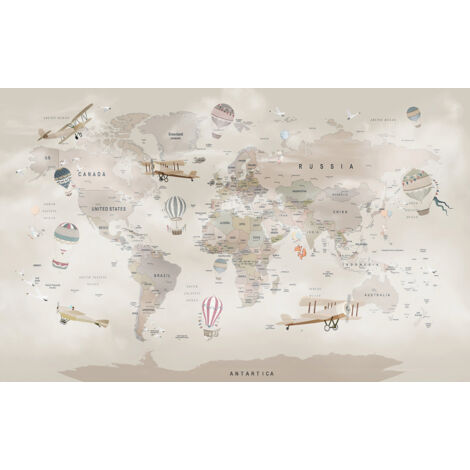 Papier peint panoramique Enfants - Carte du monde - 130 cm x 81 cm (1/2)