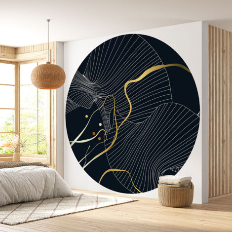 Papier peint rond / cercle - Motif botanique - Diamètre 70 cm (1/4)