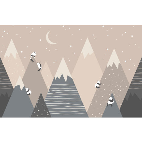 Papier peint panoramique Enfants - Montagnes Pandas - 130 cm x 87 cm (1/2)