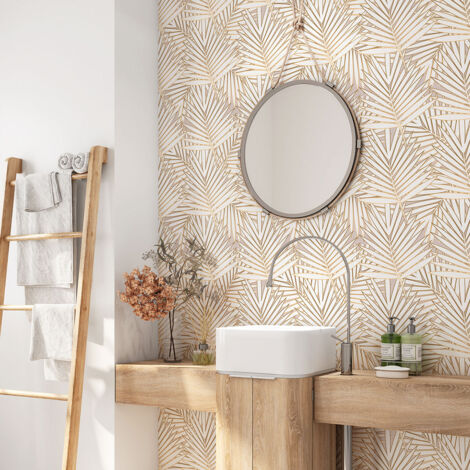 Crédence adhésive salle de bain - Feuilles Tropicales - 55x55 cm - Adhésif + Protection BRILLANTE