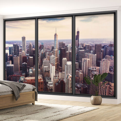 Papier peint panoramique Trompe l'oeil baie vitrée - New york - 130 cm x 78 cm (1/5)