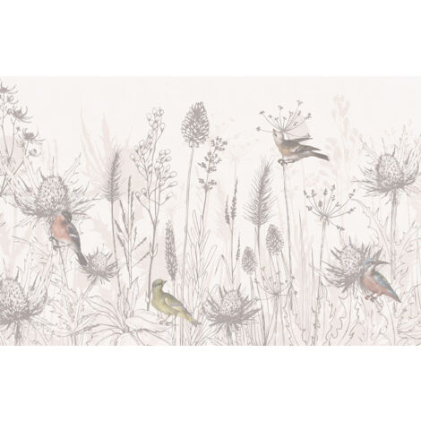 Papier peint panoramique Enfants - Herbes Oiseaux - 130 cm x 83 cm (1/2)