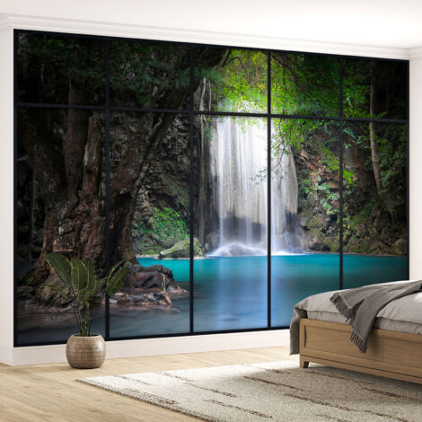 Papier peint panoramique Trompe l'oeil Verrière - Cascades - 130 cm x 82 cm (1/5)