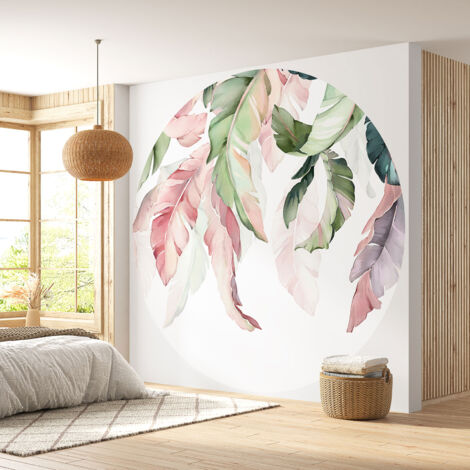 Papier peint rond / cercle - Motif botanique - Diamètre 60 cm (1/4)