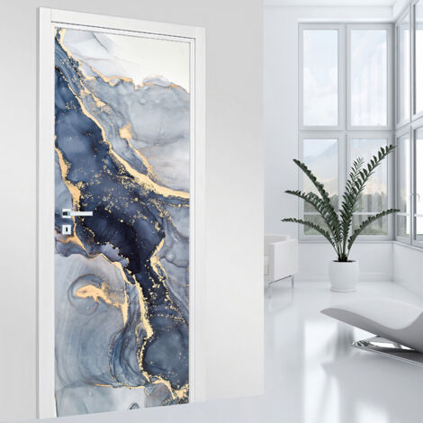 Stickers pour porte - Effet marbré - 73 x 205 cm - Adhésif MAT (1/2)