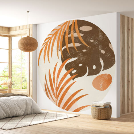 Papier peint rond / cercle - Motif botanique - Diamètre 40 cm (1/4)