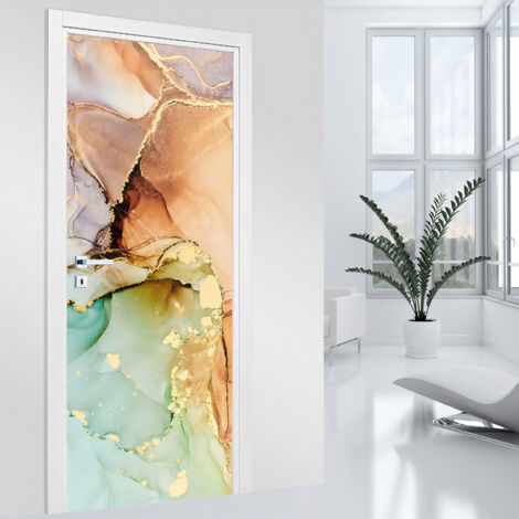 Stickers pour porte - Effet marbré - 93 x 205 cm - Adhésif MAT (1/2)