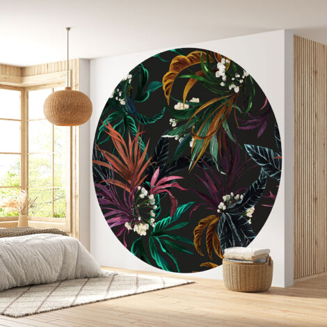 Papier peint rond / cercle - Motif floral - Diamètre 60 cm (1/4)