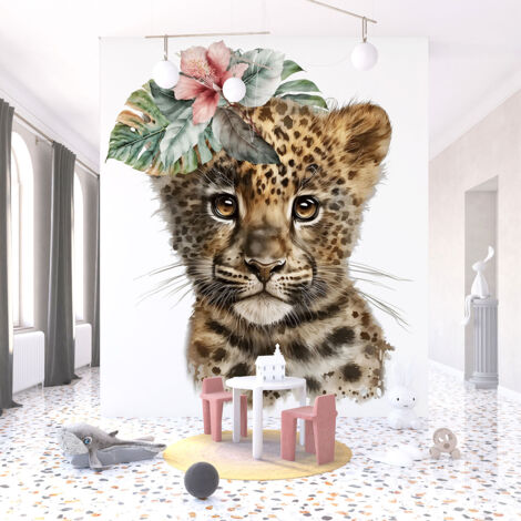 Papier peint panoramique Enfants - Bébé Léopard - 130 cm x 84 cm (1/3)