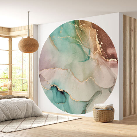 Papier peint rond / cercle - Effet Marbré - Diamètre 60 cm (1/4)