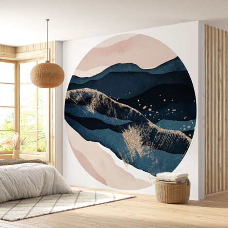 Papier peint rond / cercle - Montagnes design - Diamètre 60 cm (1/4)