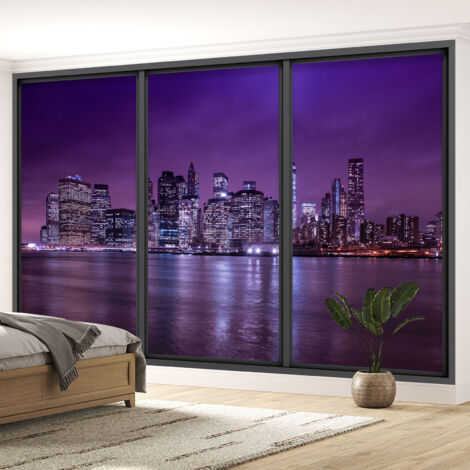 Papier peint panoramique Trompe l'oeil baie vitrée - New york - 130 cm x 78 cm (1/5)