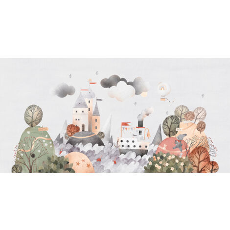 Papier peint panoramique Enfants - Village - 195 cm x 98 cm (1/2)