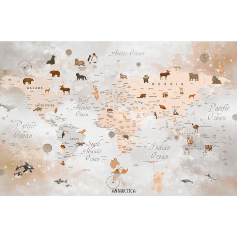 Papier peint panoramique Enfants - Carte du Monde - 130 cm x 85 cm (1/2)