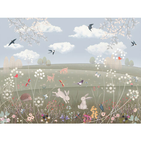Papier peint panoramique Enfants - Animaux de la Forêt - 427 cm x 320 cm (1/2)