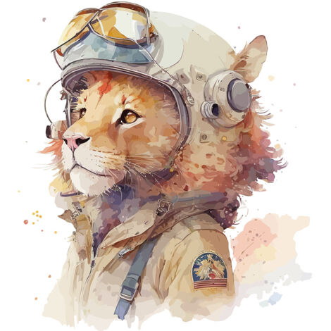 Papier peint panoramique Enfants - Lionceau aviateur - 130 cm x 84 cm (1/2)