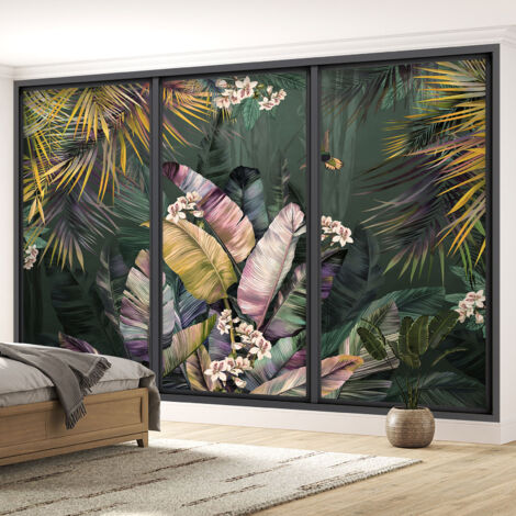 Papier peint panoramique Trompe l'oeil baie vitrée - Forêt tropicale - 130 cm x 78 cm (1/5)