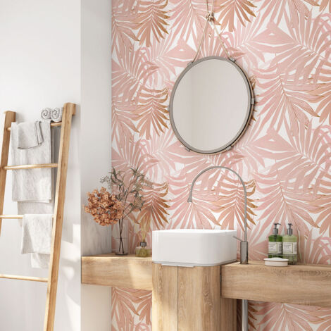 Crédence adhésive salle de bain - Feuilles Tropicales - 90x90 cm - Adhésif MAT (1/4)