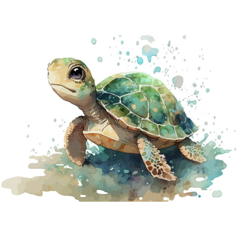 Papier peint panoramique Enfants - Tortue - 130 cm x 84 cm (1/2)