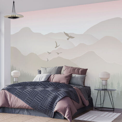 Papier peint panoramique Enfants - Oiseaux Montagnes - 130 cm x 91 cm (1/4)
