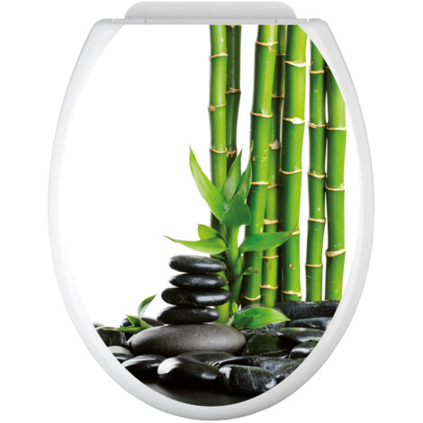 Stickers Abattant WC - Galets bambou - 35x43 cm - Adhésif BRILLANT (1/2)