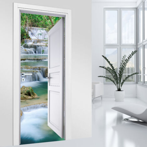 Stickers pour porte - Cascades - 83 x 205 cm - Adhésif MAT (1/2)