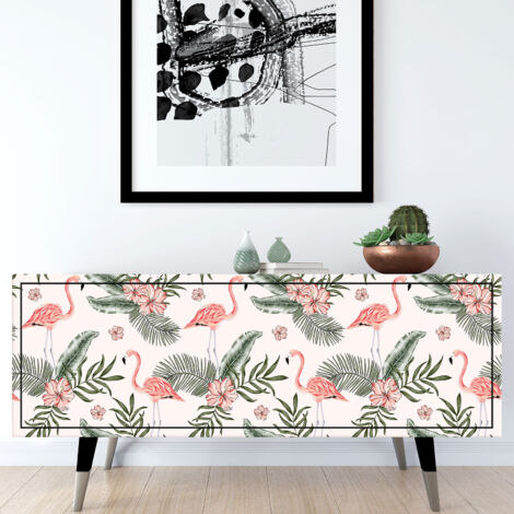 Stickers meuble - Flamants roses - 40 x 120 cm - Adhésif BRILLANT (1/3)