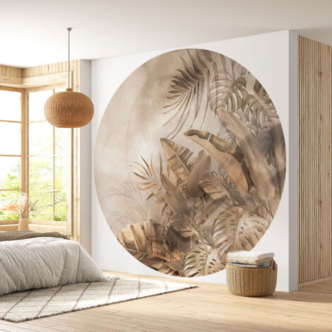 Papier peint rond / cercle - Motif botanique - Diamètre 70 cm (1/4)