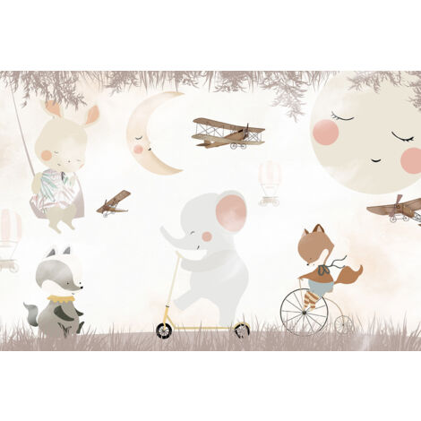 Papier peint panoramique Enfants - Animaux - 390 cm x 260 cm (1/2)