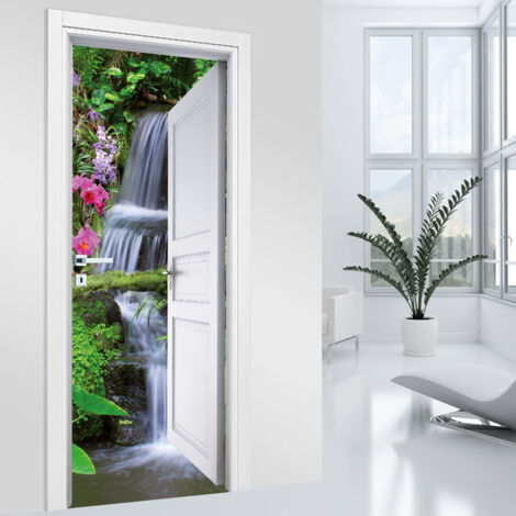 Stickers pour porte - Cascades - 93 x 205 cm - Adhésif MAT (1/2)
