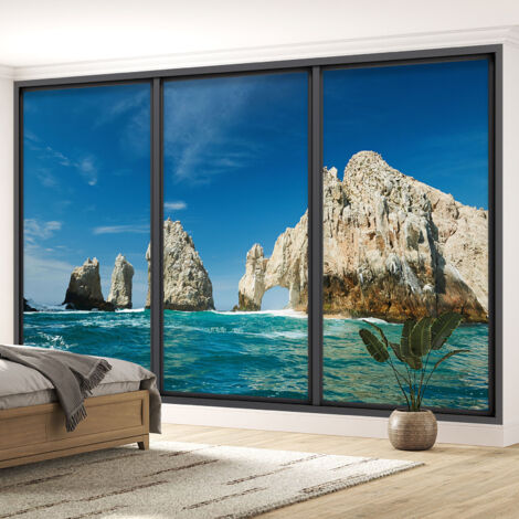 Papier peint panoramique Trompe l'oeil baie vitrée - Cabo San Lucas mexique - 130 cm x 78 cm (1/5)