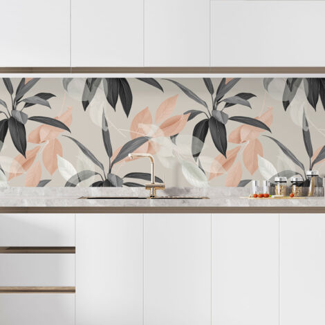 Crédence adhésive cuisine - Fleurs tropicales - 70x126 cm - Adhésif + Protection MATE (1/5)