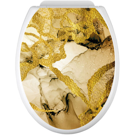 Stickers Abattant WC - Effet Marbré - 35x43 cm - Adhésif BRILLANT (1/2)