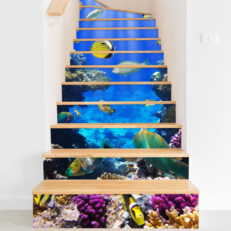 Stickers contremarches escalier - Océan - 100 cm x 150 cm - Adhésif BRILLANT (1/2)