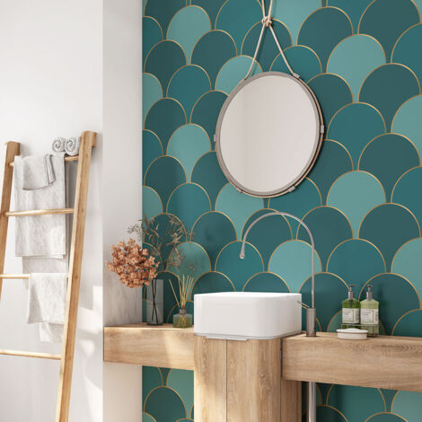Crédence adhésive salle de bain - Motif élégant - 60x60 cm - Adhésif BRILLANT (1/4)