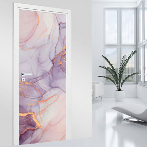 Stickers pour porte - Effet marbré - 83 x 205 cm - Adhésif MAT (1/2)