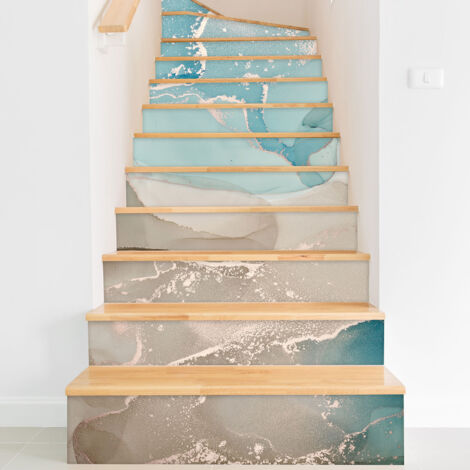 Stickers contremarches escalier - Effet Marbré - 100 cm x 150 cm - Adhésif BRILLANT (1/2)