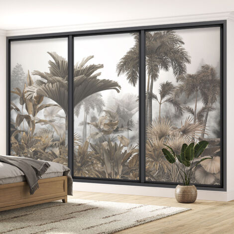 Papier peint panoramique Trompe l'oeil baie vitrée - Jungle - 390 cm x 234 cm (1/5)