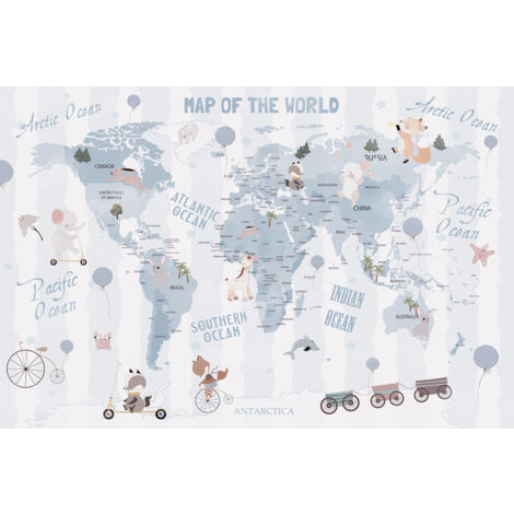 Papier peint panoramique Enfants - Carte du Monde - 130 cm x 87 cm (1/2)