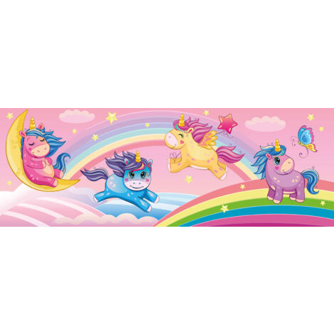 Papier peint panoramique Enfants - Licornes - 130 cm x 47 cm (1/2)