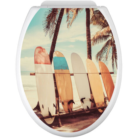 Stickers Abattant WC - Planches de Surf - 35x43 cm - Adhésif BRILLANT (1/2)