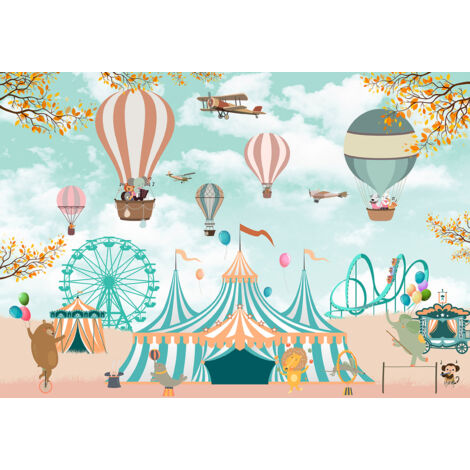 Papier peint panoramique Enfants - Montgolfières - 195 cm x 135 cm (1/2)