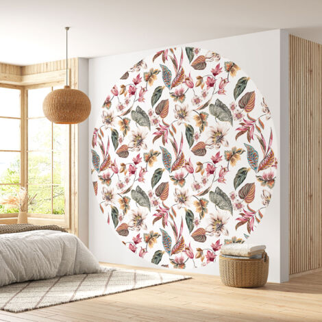 Papier peint rond / cercle - Motif botanique - 607 - Diamètre 60 cm (1/4)