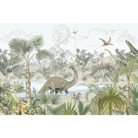 Papier peint panoramique Enfants - Dinosaures - 130 cm x 87 cm (1/2)