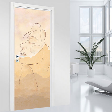 Stickers pour porte - Visage Abstrait - 73 x 205 cm - Adhésif MAT (1/2)