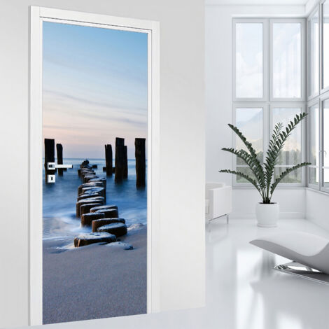 Stickers pour porte - Vue mer - 73 x 205 cm - Adhésif MAT (1/2)